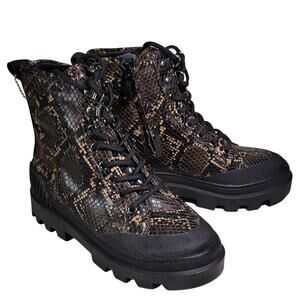 Circus by Sam Edelman Indy Combat Boot Snake Print Womens Size 5 NEW